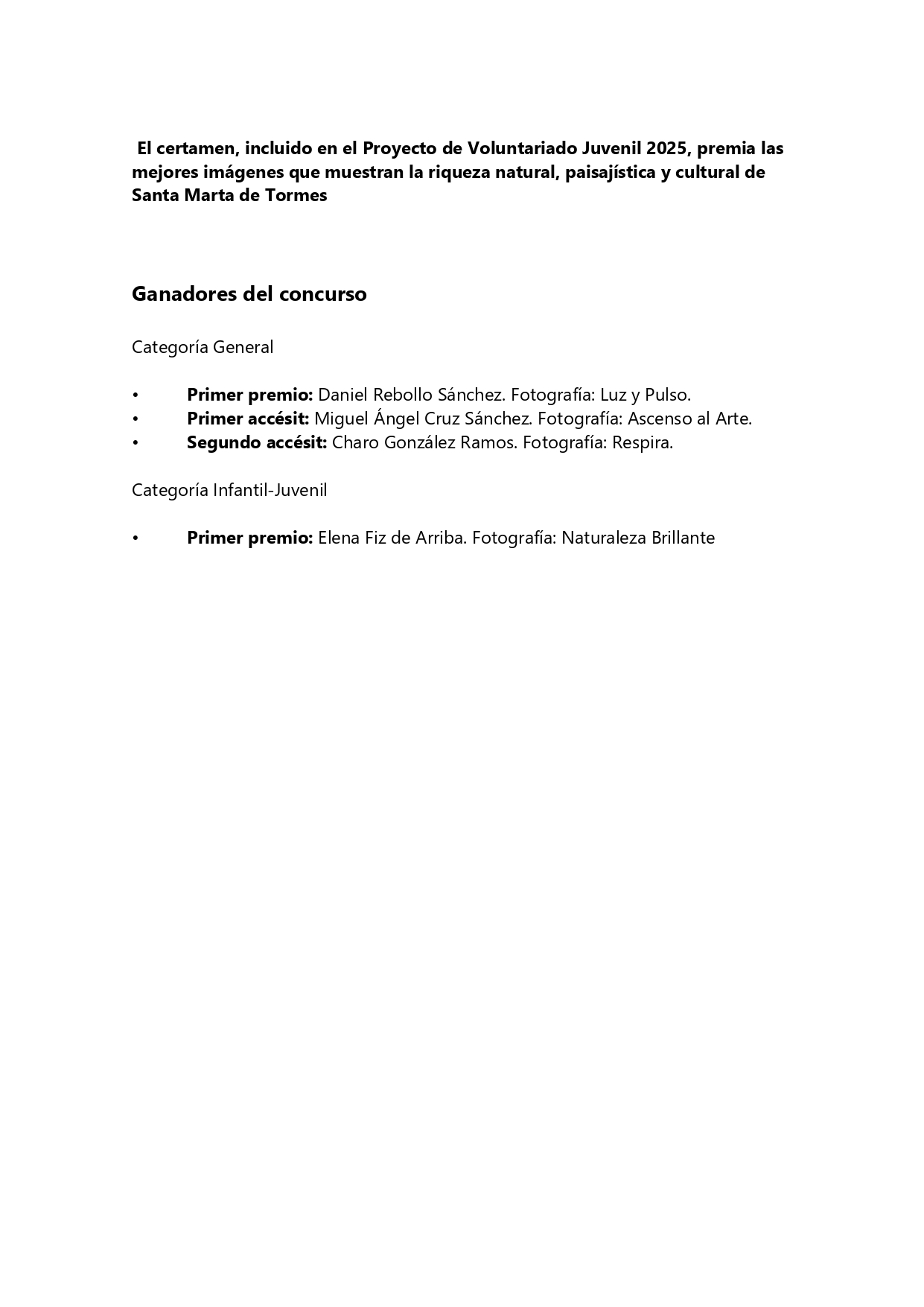 A Ganadores del concurso de fotografía