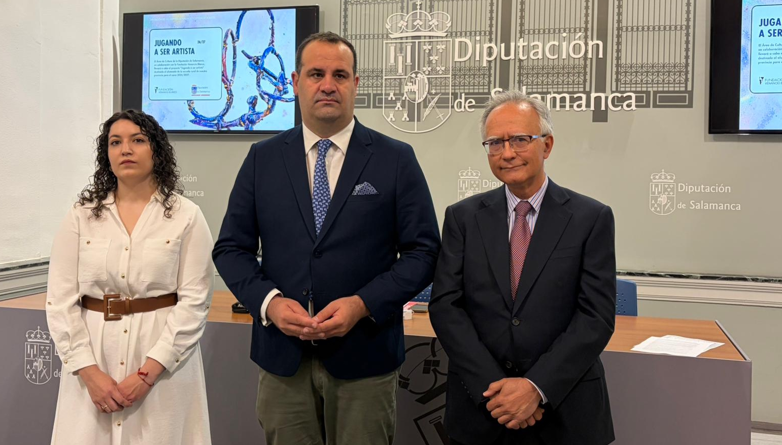 Celia Andrés, David Mingo y Francisco Blanco en la presentación