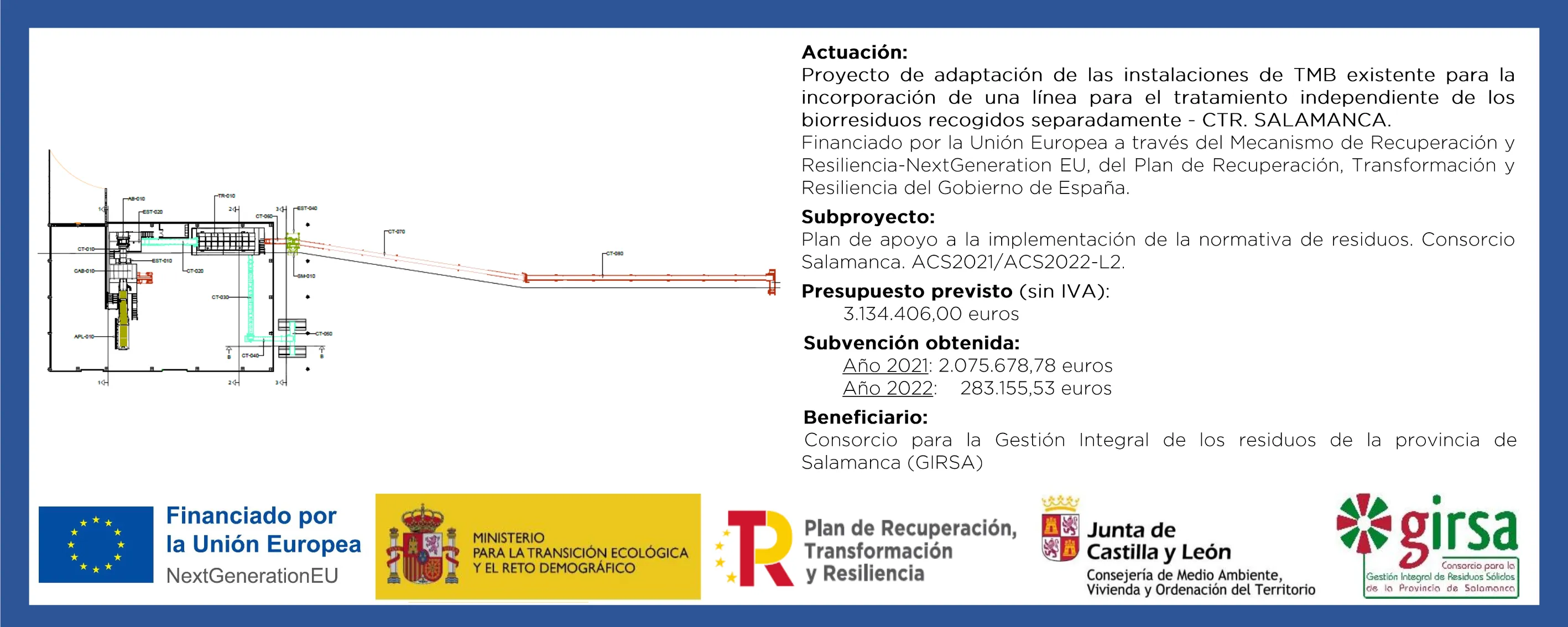 Cartel informativo del Proyecto de nueva nave de FORS en el CTR de Salamanca
