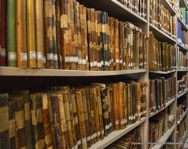 Estanteria con documentación histórica