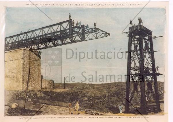 Grabado del tramo puente - viaducto Medina del Campo a Salamanca