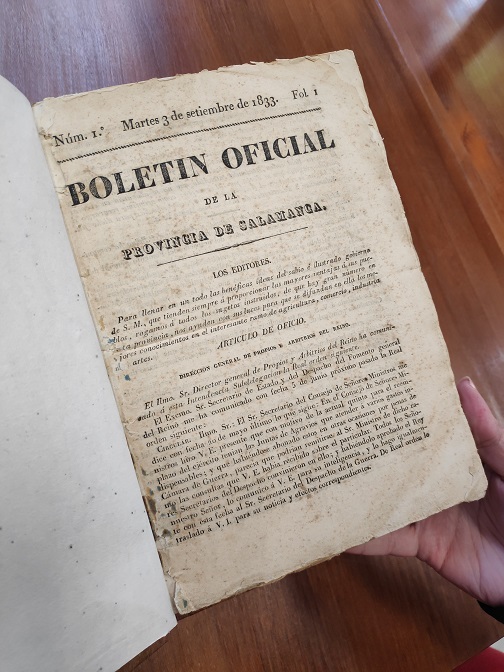 Boletin Provincia, creado por Real Orden de 20 de abril de 1833.