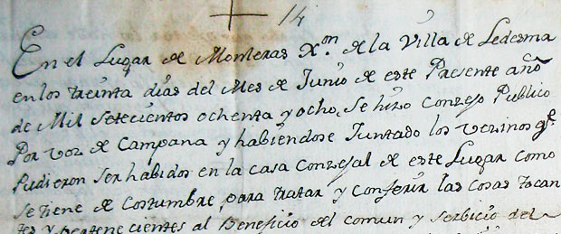 Documento de Monleras, año 1788
