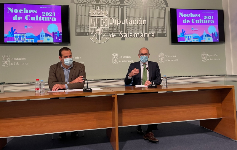 El presidente de la Diputación de Salamanca, Javier Iglesias y el diputado de Cultura, David Mingo en la presentación.