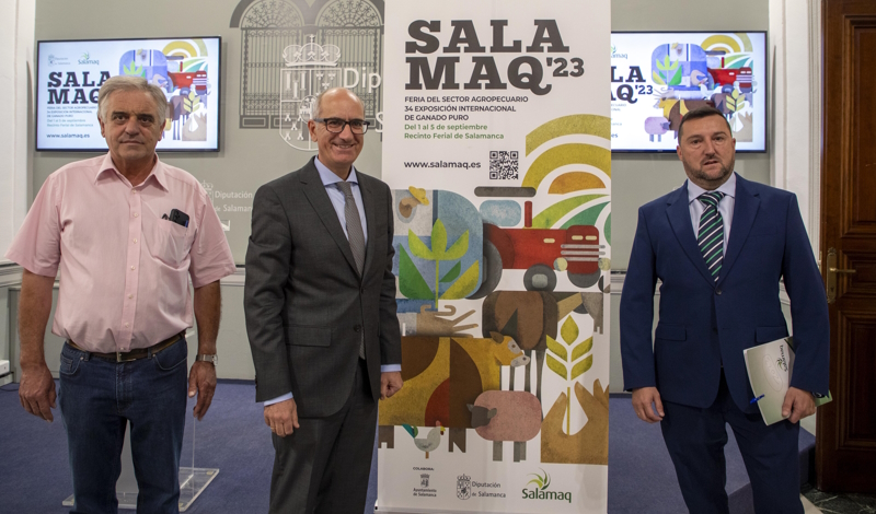 El presidente de la Diputación de Salamanca, Javier Iglesias, Santiago Castañeda, diputado de Salamaq, y José Roque Madruga, diputado de Agricultura y Ganadería