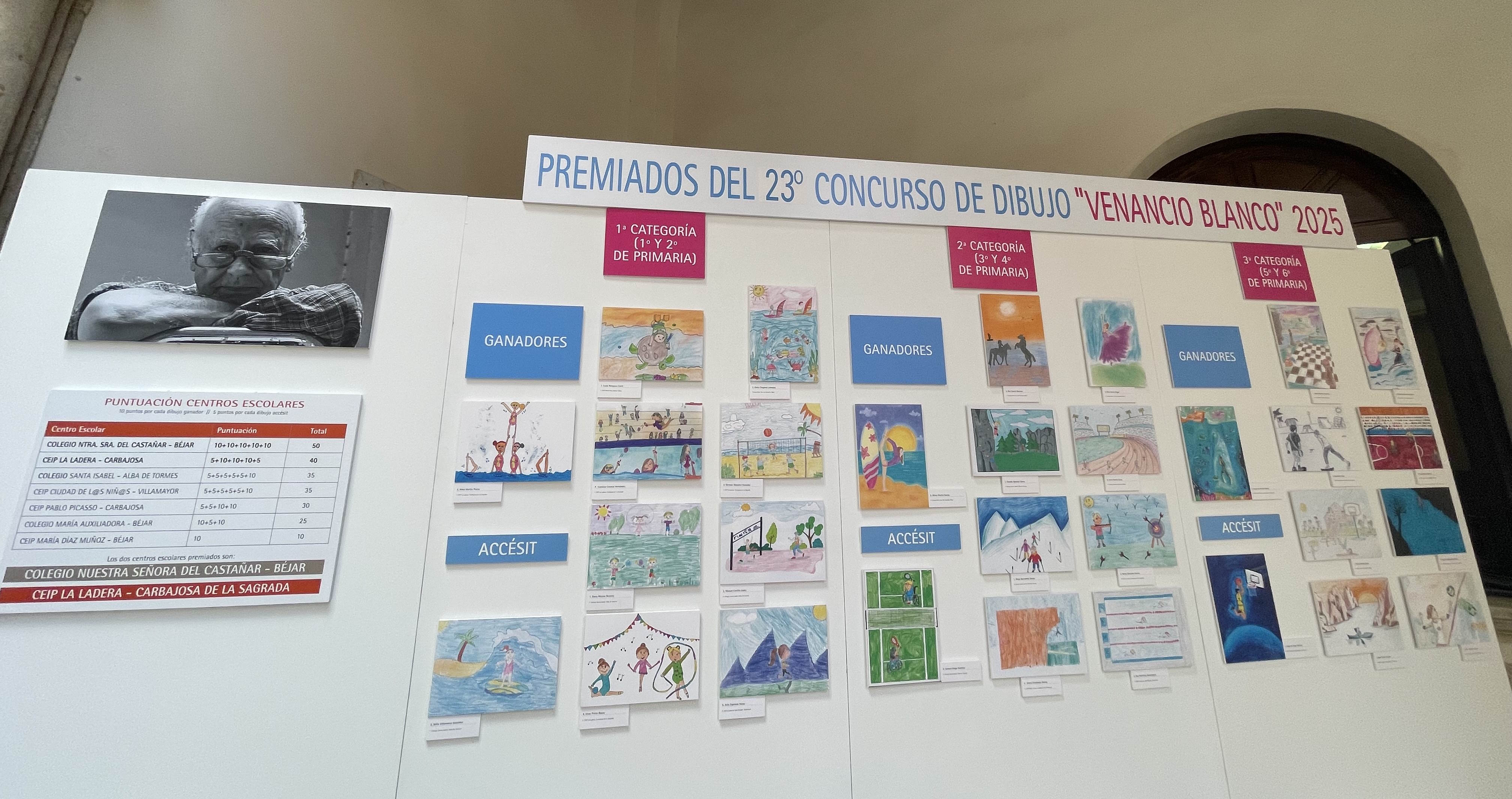 Imagen de los dibujos premiados expuestos de 2025