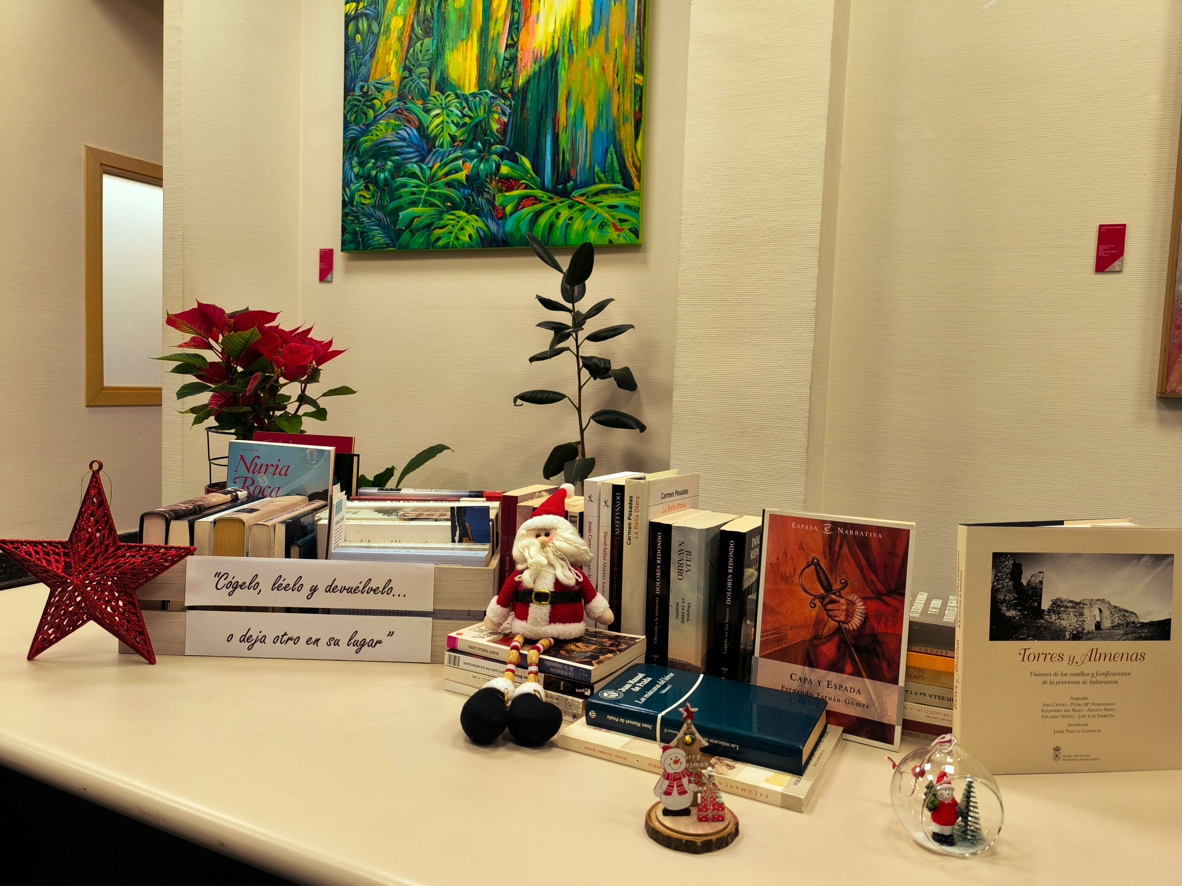 Fotograf�a del espacio de libros compartidos en la oficina de informaci�n, Diputaci�n de Salamanca