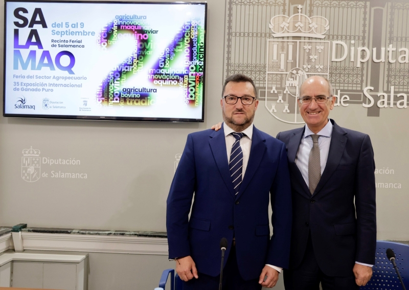 El presidente de la Diputación de Salamanca, Javier Iglesias, y el diputado de Salamaq, Santiago Castañeda.